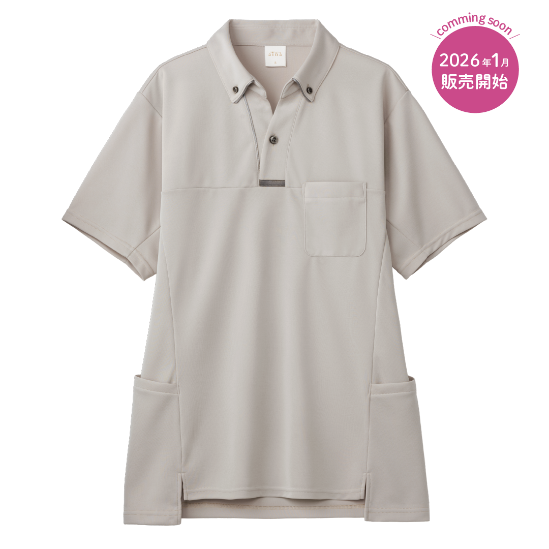半袖ニットシャツ（男女兼用）介護【AIK308】｜介護ユニフォーム・制服